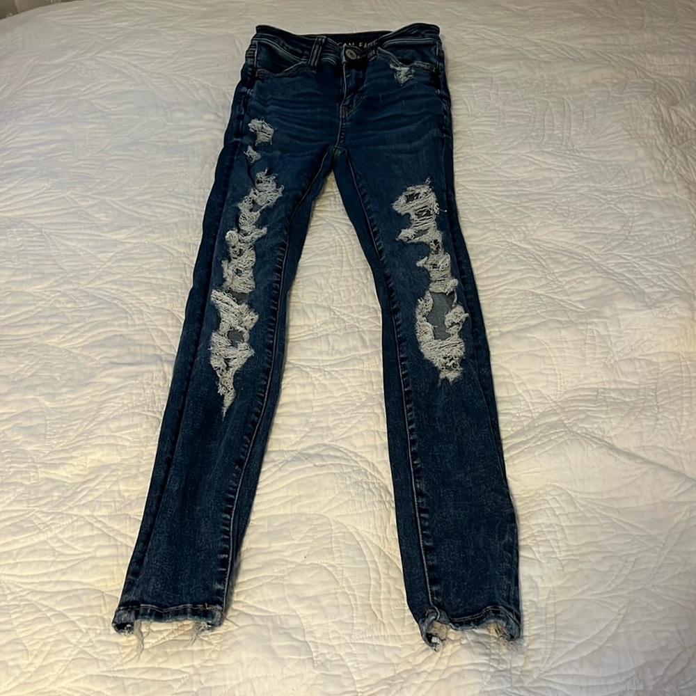 dark blue American eagle skinny jeans size 00